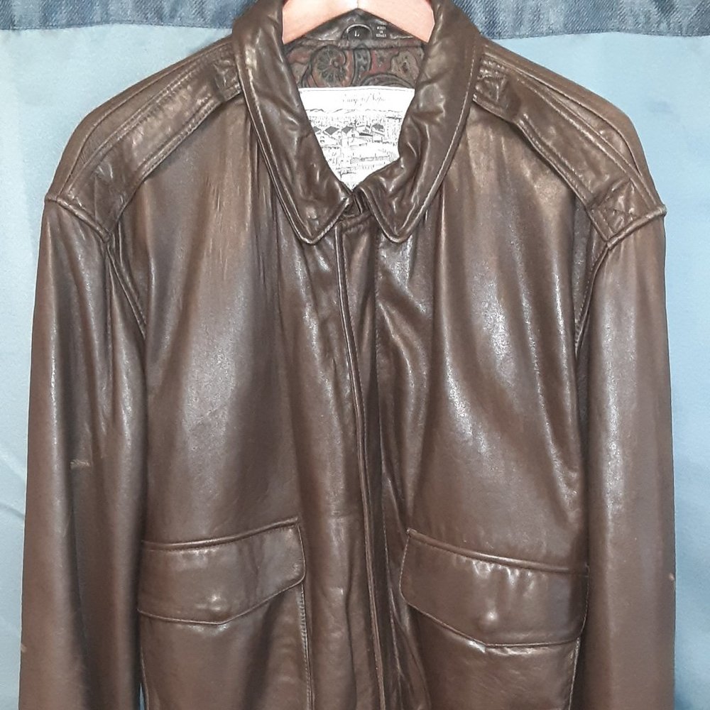 Sawyer Of Napa Brown Leather Bomber Jacket
